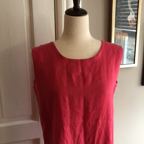 Vintage Crew Neck Boxy Hot Pink Linen Tank Top Blouse Size XS - Picture 3 of 6